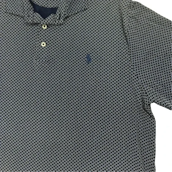 Authentic Polo Ralph Lauren Shirt Mens Navy Circle Print Custom Slim Fit Navy - Picture 3 of 5
